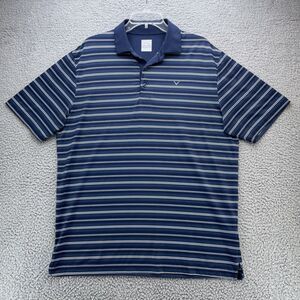 Callaway Shirt Mens Medium Blue Polo Striped Opti Dri Performance Stretch Golf
